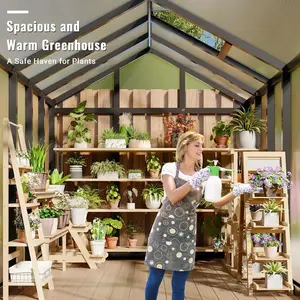 6x10 ft Large Walk-in Greenhouse, Polycarbonate Greenhouse with Enhanced Aluminum Frame & Roof Vent, Quick Setup Outdoor Green House for Backyard Gardening, Plant Growing