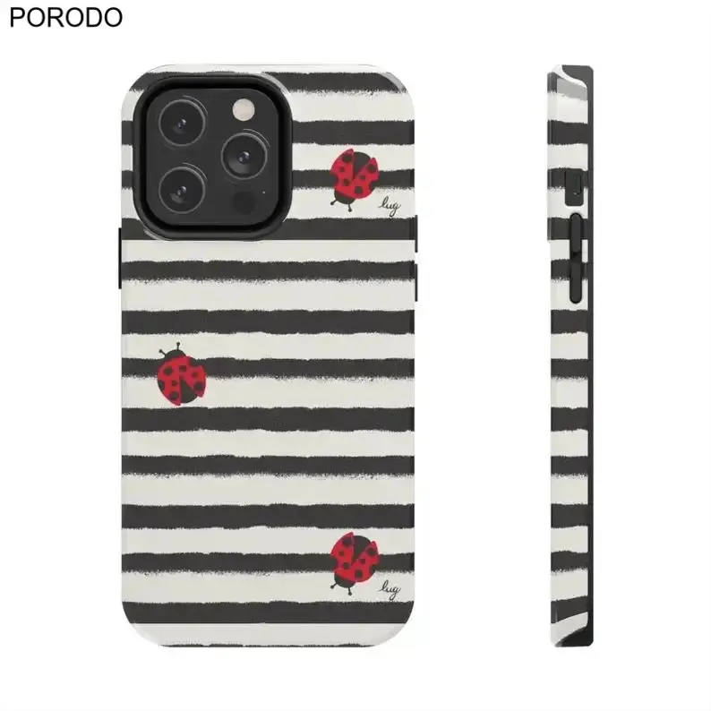 Chic Stripe Ladybug Phone Case, Gorgeous & Stylish Phone Case For Girl for iPhone 17ProMax,16, 15, 14, 13ProMax, 12, 11,17air,16e.