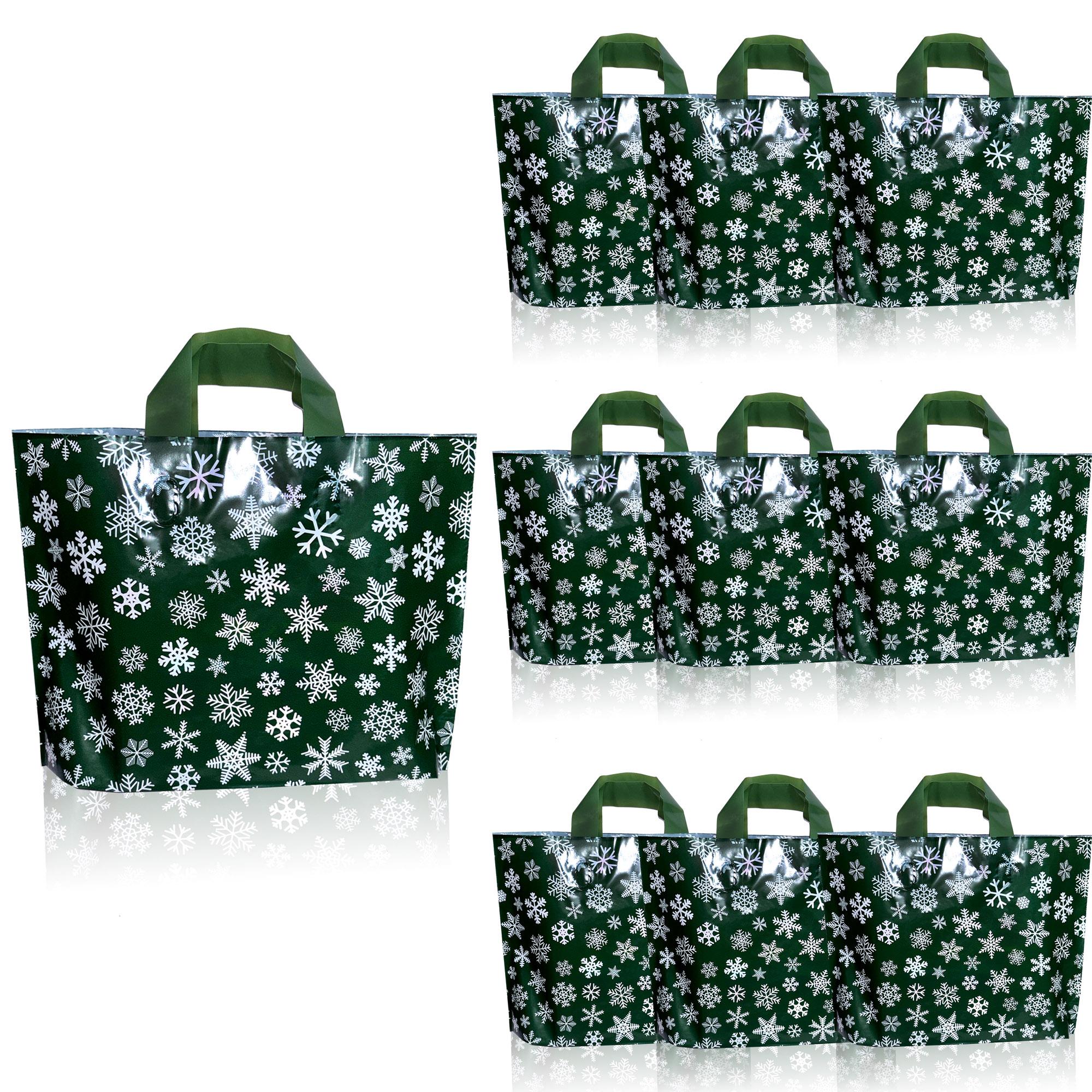 Reusable Christmas Gift Bags Set of 10, Festive Santa Reindeer Snowman Designs, Durable Handles for Holiday Parties & Surprises, Party Gift Bags, Goody Bags, Goodie Bag Stuffers, Party Favors, Party Gift Packs, Party Supplies