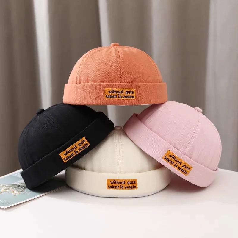 Classic Letter Embroidery Docker Brimless Cap Hat Retro Street Style Spring Summer Outdoor Unisex Adjustable Skullcap Gorras Y2K