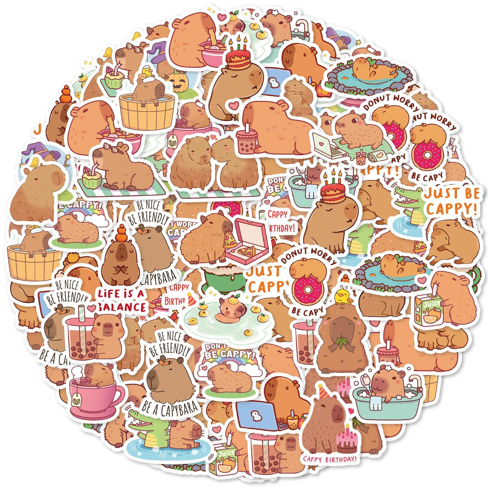 30pcs Capibala, Duck, Penguin and Other Cute Animal Print Stickers for Notebooks, Water Bottles, Suitcases, Kids Stickers