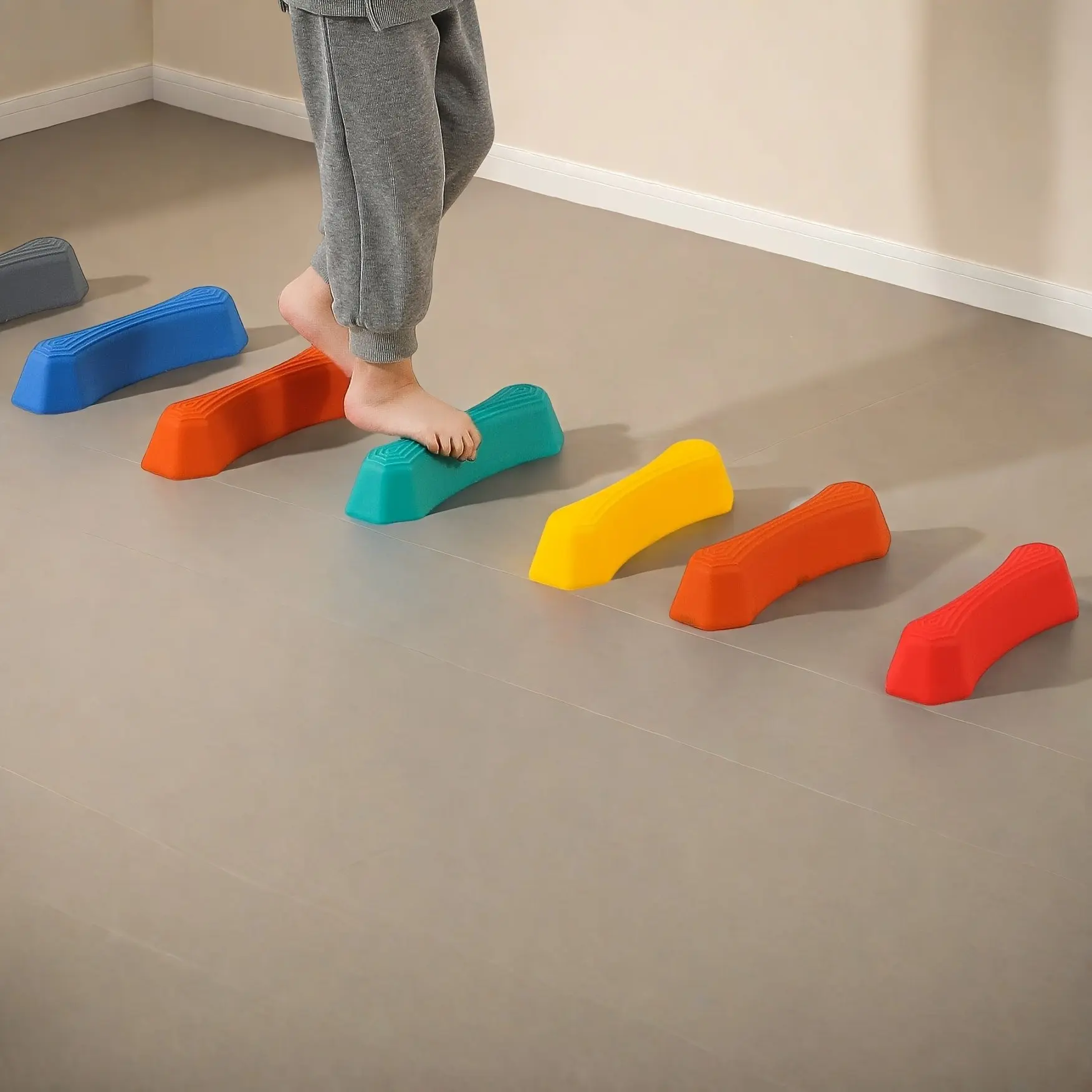 6-Piece Colorful Balance Beam Set, Anti-Slip Balance Blocks, Indoor Outdoor Fitness Equipment, Promotes Balance Coordination Strength