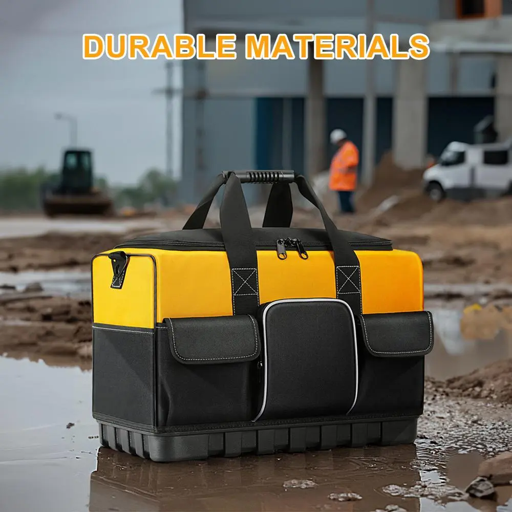 Heavy Duty 16 Grid Hardware Tool Organizer Bag, portable dual shoulder tool storage backpack, wear-resistant plastic bottom hand tool bag with thickened comfortable handle. Durable professional craftsman tool bag