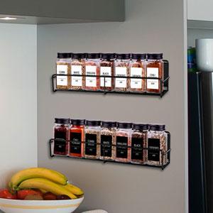 25 Spice Jars with 547 Labels- Glass Spice Jars with Black Metal Caps, 4oz Empty Spice Containers with Shaker Lids, Funnel, Chalk Pen, Square Seasoning Bottles for Spice Rack, Drawer, Cabinet