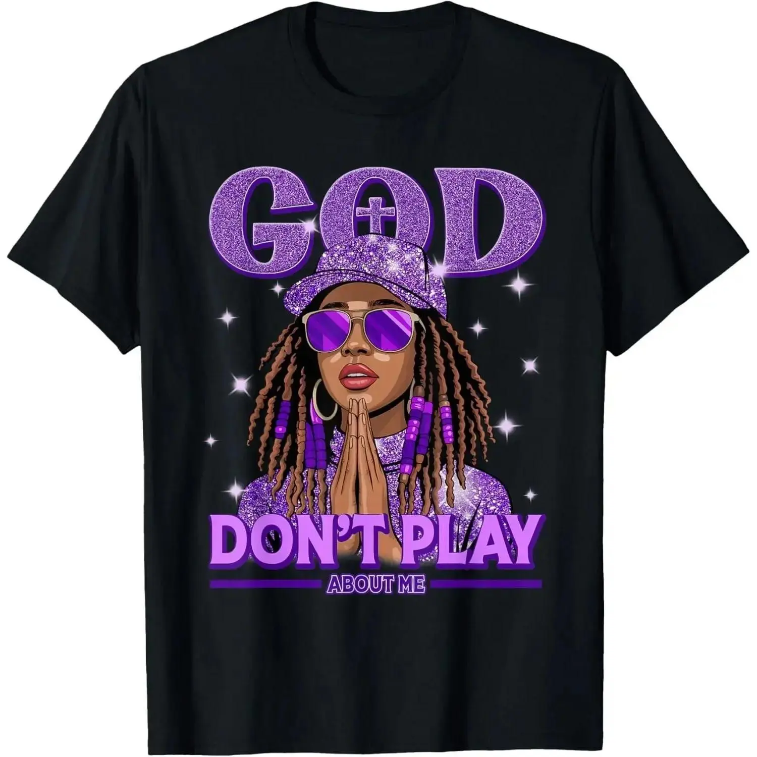 Women's Christian T-Shirt, God Does Not Play About Me Afrocentric Graphic Tee, Casual Round Neck Short Sleeve Streetwear Top, Shortsleeve, Tshirt, Tops, Women's Clothes, All Seasons, Crew Neck, Women's T Shirts