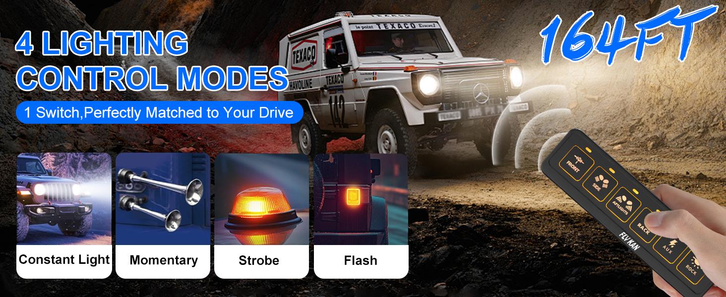 6 Gang Switch Panel,Multifunction Remote Switch Panel for Offroad Lights with 4 Modes & 2 Options & Waterproof -Wide Applicable for 12V/24V Vehicles Truck SUV ATV UTV Boat etc. 6 Gang Switch Panel,Multifunction Remote Switch Panel for Offroad Lights with 4 Modes & 2 Options & Waterproof -Wide Applicable for 12V/24V Vehicles Truck SUV ATV UTV Boat etc.