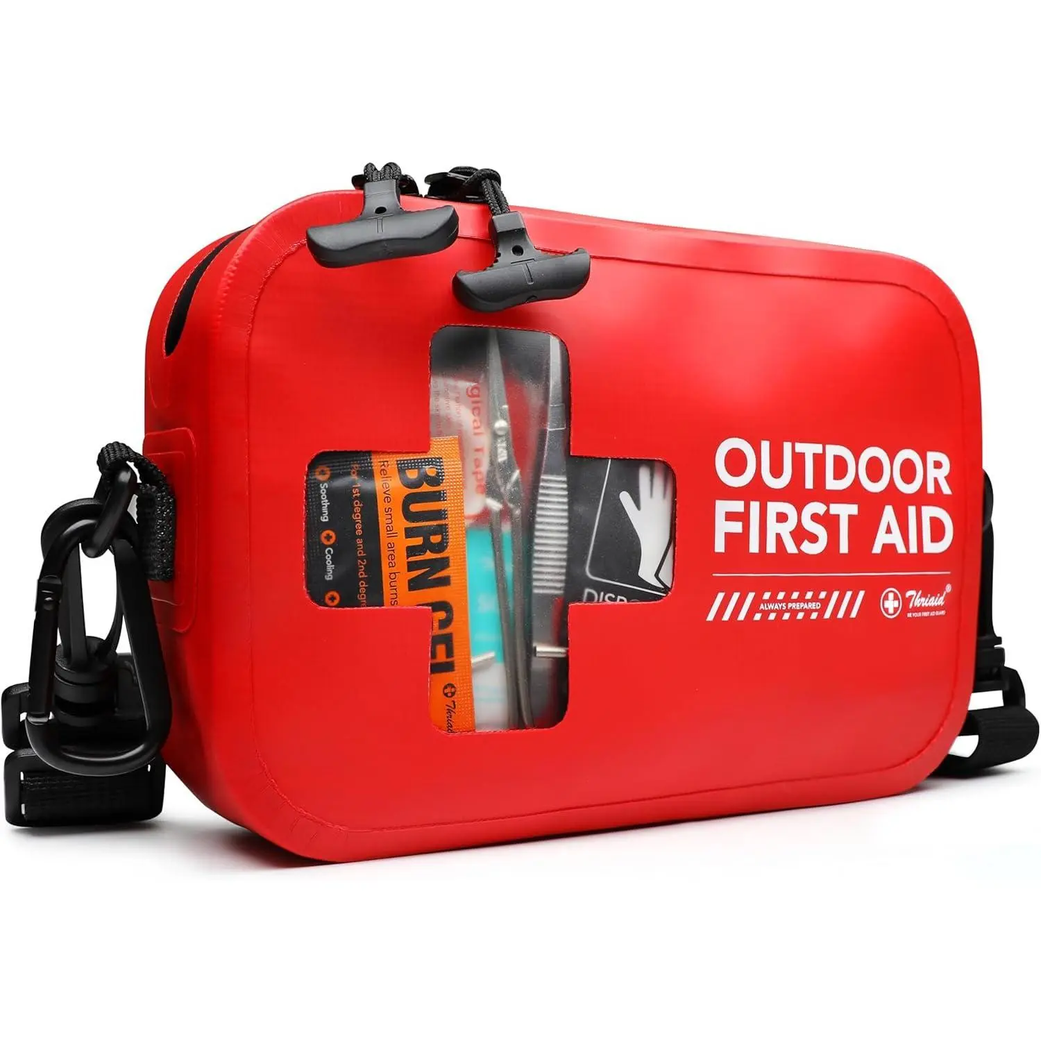 152-Piece Emergency Survival Kit with Roll Top Seal Red Waterproof Dry Bag, Compact Survival Gear and Supplies for Hiking, Boating (Emergency Relief Bag for People in Need), Hiking / Light Outdoor