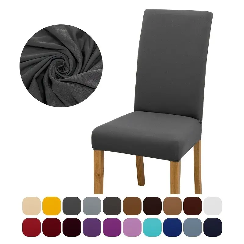 1 Piece All-Season Solid Color Elastic Chair Cover, Durable Fabric Design, Perfect Fit for Any Season, Easy Care & Maintenance, Washable Chair Slipcovers, Dining Room Chair Covers, Chair Covers for Dining Chairs