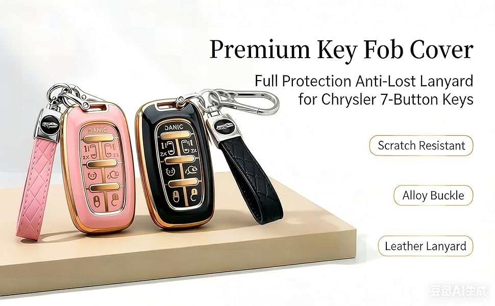 Key Fob Cover for Chrysler Pacifica, 7 Button Soft TPU Key case for 2017-2025 Touring, Pinnacle, Limited, Voyager, 2020 Proximity, Smart Remote Keyless 68217832AC, 68217832AB, M3N-97395900