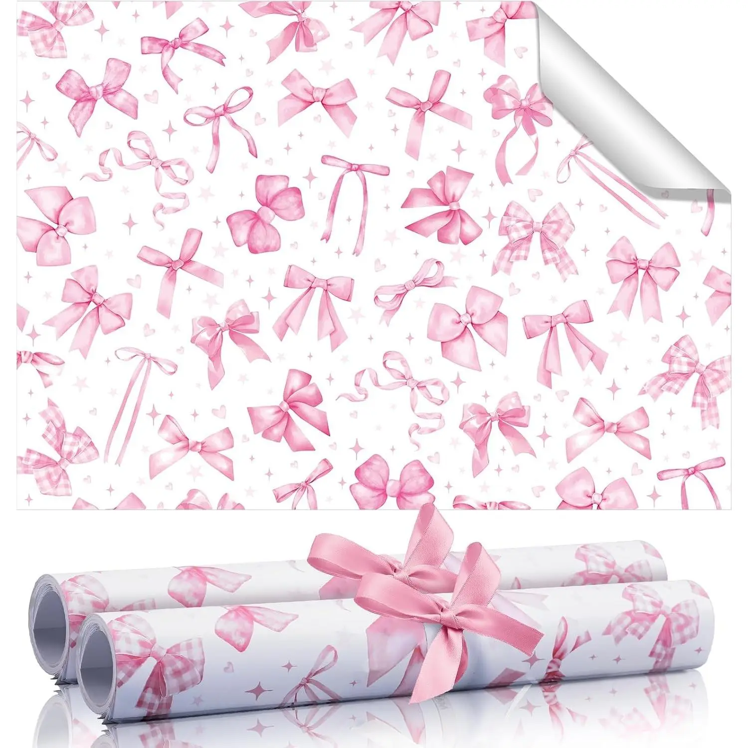 20 Sheet Pink Bow Scented Drawer Liner for Dresser Cabinet - 15.8" x 22" Fragrant Non Adhesive Paper Liners, Pink Paper Mats for Home Closet Shelf, Summer Party Supplies