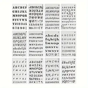 12pcs Reusable Letter Stencils, Plastic Alphabet Letter Number Drawing Painting Stencils, DIY Drawing Template