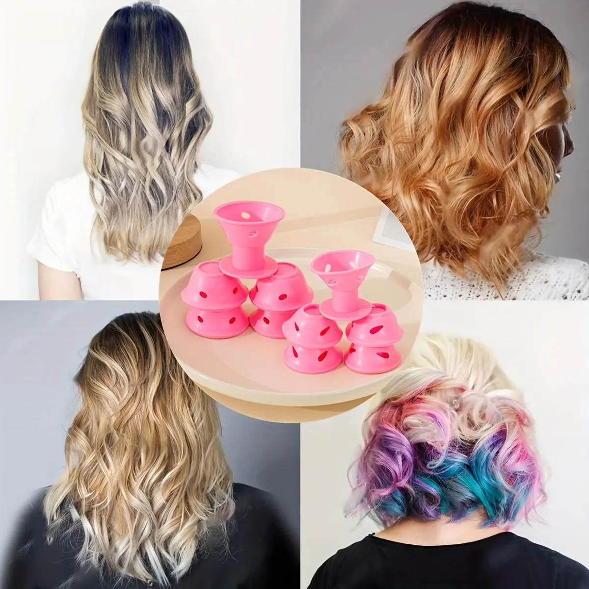 Silicone Hair Curlers: Mushroom Bell Curling Iron Rollers, Reusable No Clip Magic DIY Curling Tool with PVC Bag