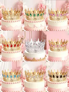 Elegant Boho Baroque Crown Set, Flashy Rhinestone Wedding Headpiece, Multi-Color Acrylic Jewelry, Perfect for Weddings & Parties