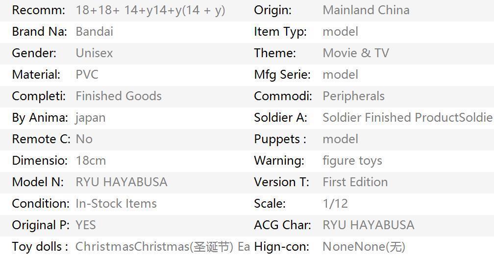 Amazing Yamaguchi Ninja Gaiden RYU HAYABUSA Articulated Joints Moveable Action Figure Model Toys