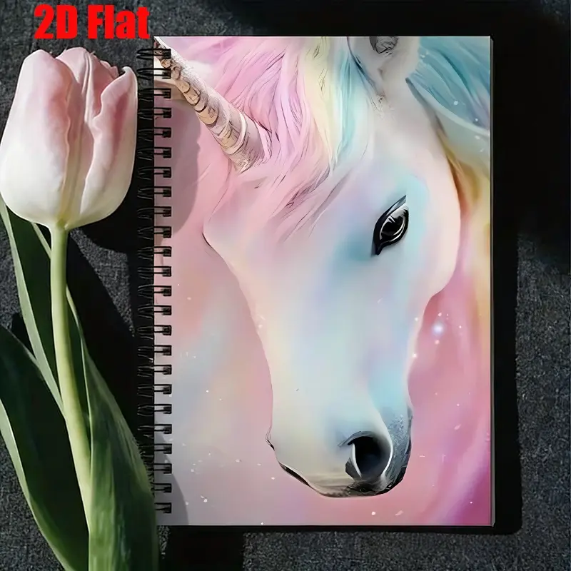 1 Unicorn Spiral Notebook 5.7x8.26 inch, Magical Rainbow Design, Lined Pages, Durable Coil Binding, Lay Flat Notebook, Perfect for Kids School Notes, Girls Journal, Birthday Gift, Daily Writing, Creative Drawing, Study Supplies for Teens