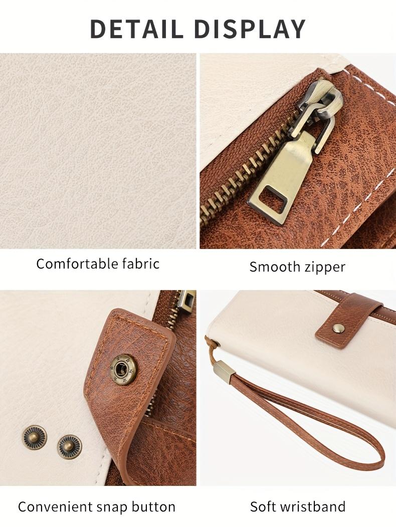 Retro Wallet - Polyester Lining, Long Wallet with Double Zipper Compartments, Multiple Card Slots, Zipper Closure and Coin Pocket, Minimalist Three-Fold Design for Everyday Use
