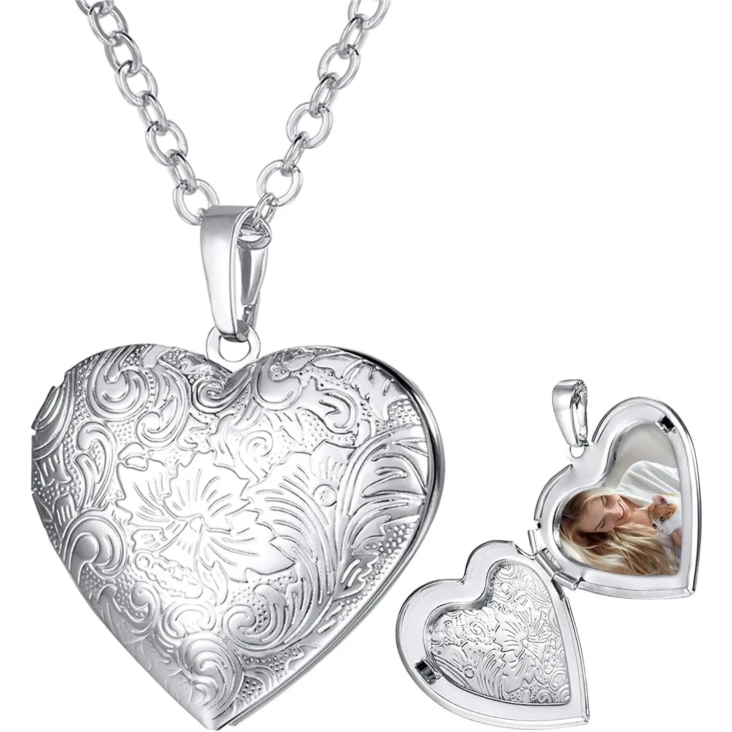 Custom Photo Locket Necklace - Oval & Heart Shaped Locket - //Rose  Personalized Image Necklaces for Women