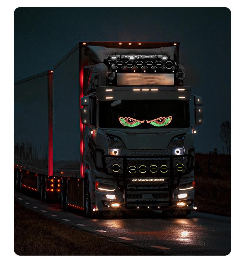 New Car Dynamic Devil's Eye Light Car Sticker Led Display Truck Car Front and Rear Windshield Glass Light Eye Warning Light