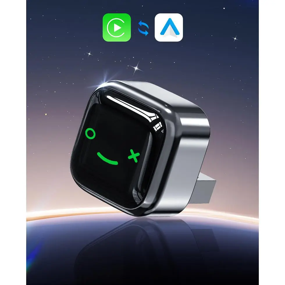 2-in-1 Wireless CarPlay & Android Auto Adapter - USB/Type-C Converter with Zinc Alloy Body, Dual-Core CPU, Compact Plug, Wireless Sync, App Access for Daily Commute