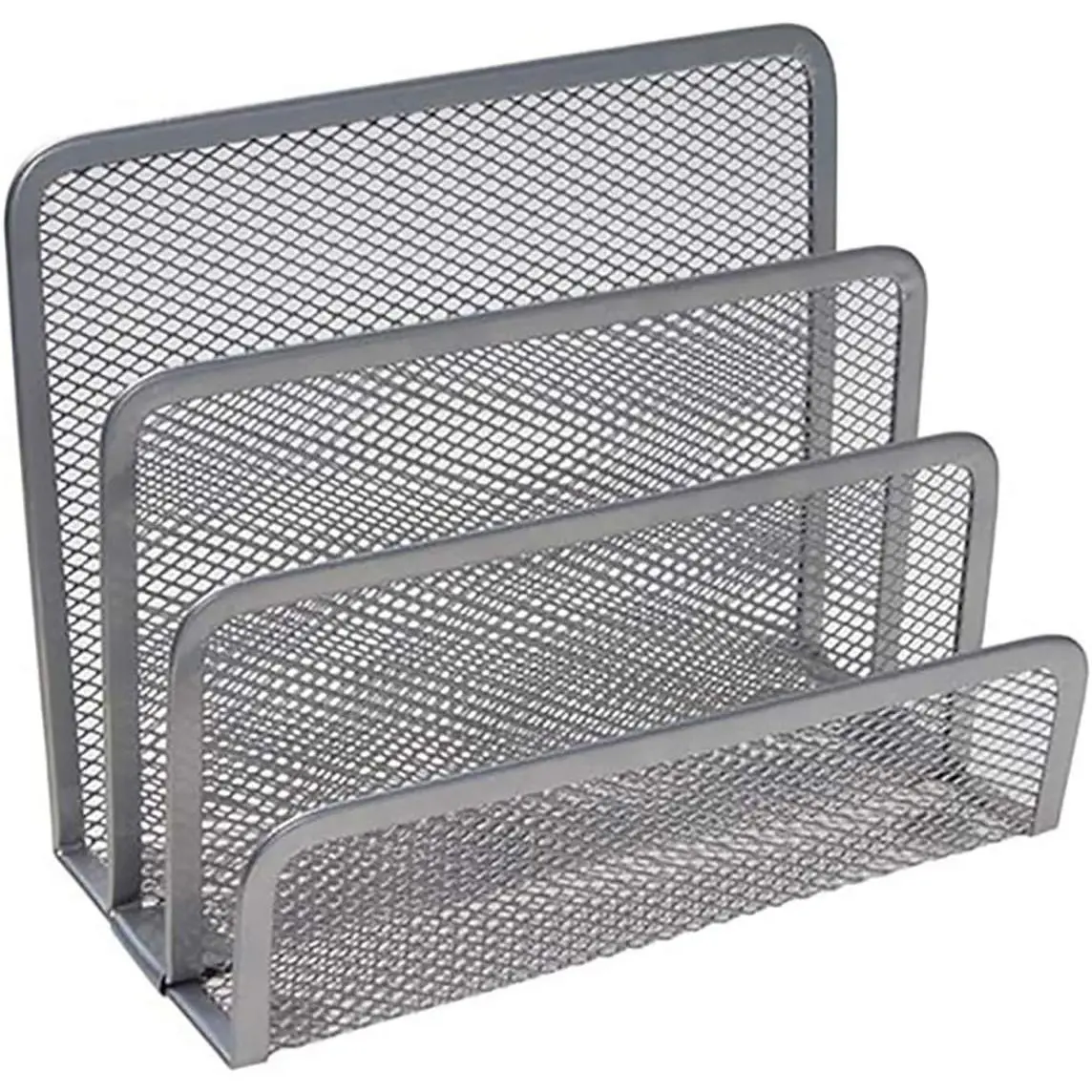 Small Letter Sorter Desktop Envelopes Holder Organizer Metal Mesh with 3 Vertical Upright Compartments ()