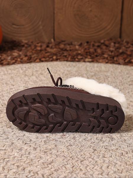 Women's Large Size Winter Plush Slippers, Warm Comfortable Casual Shoes, Round Toe Medium Width Ankle Boots for Home and Outdoor Use