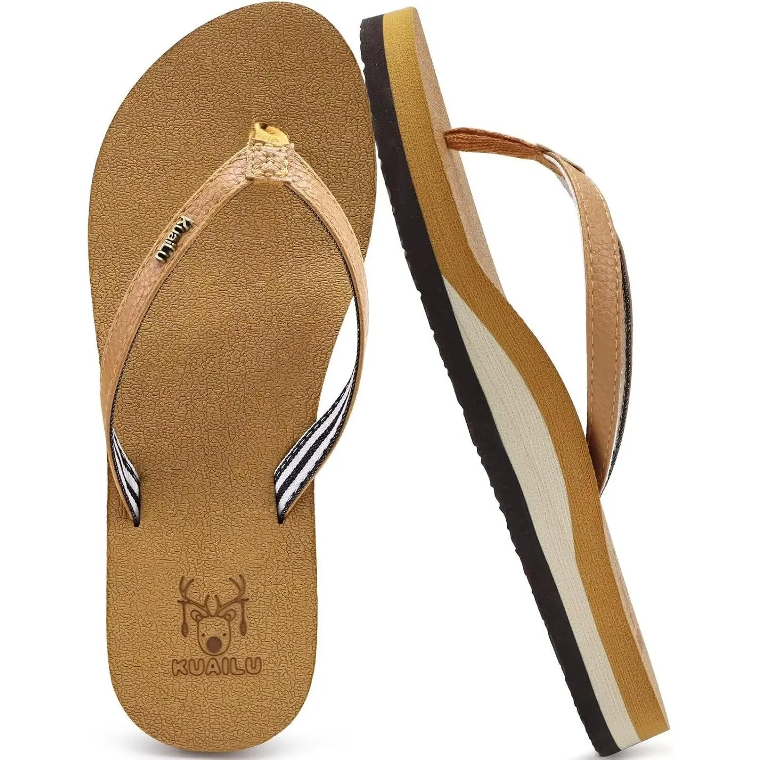 Women's Arch Support Flip Flops - Comfortable Yoga Mat Slip On Summer Beach Walking Thong Cushion Sandals