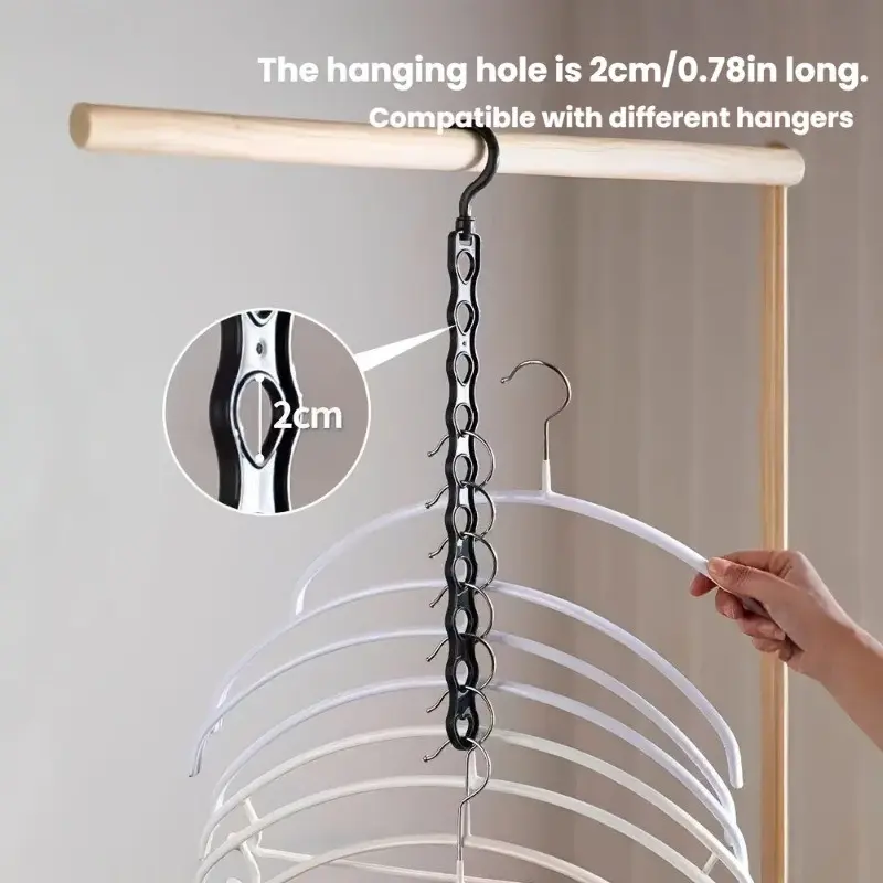 2-Pack 10-Hole Vertical Clothes Hanger, Rotating Foldable Storage Rack, Space-Saving Multi-Hanger for Bedroom & Closet, Magic Hanger for Clothing Store