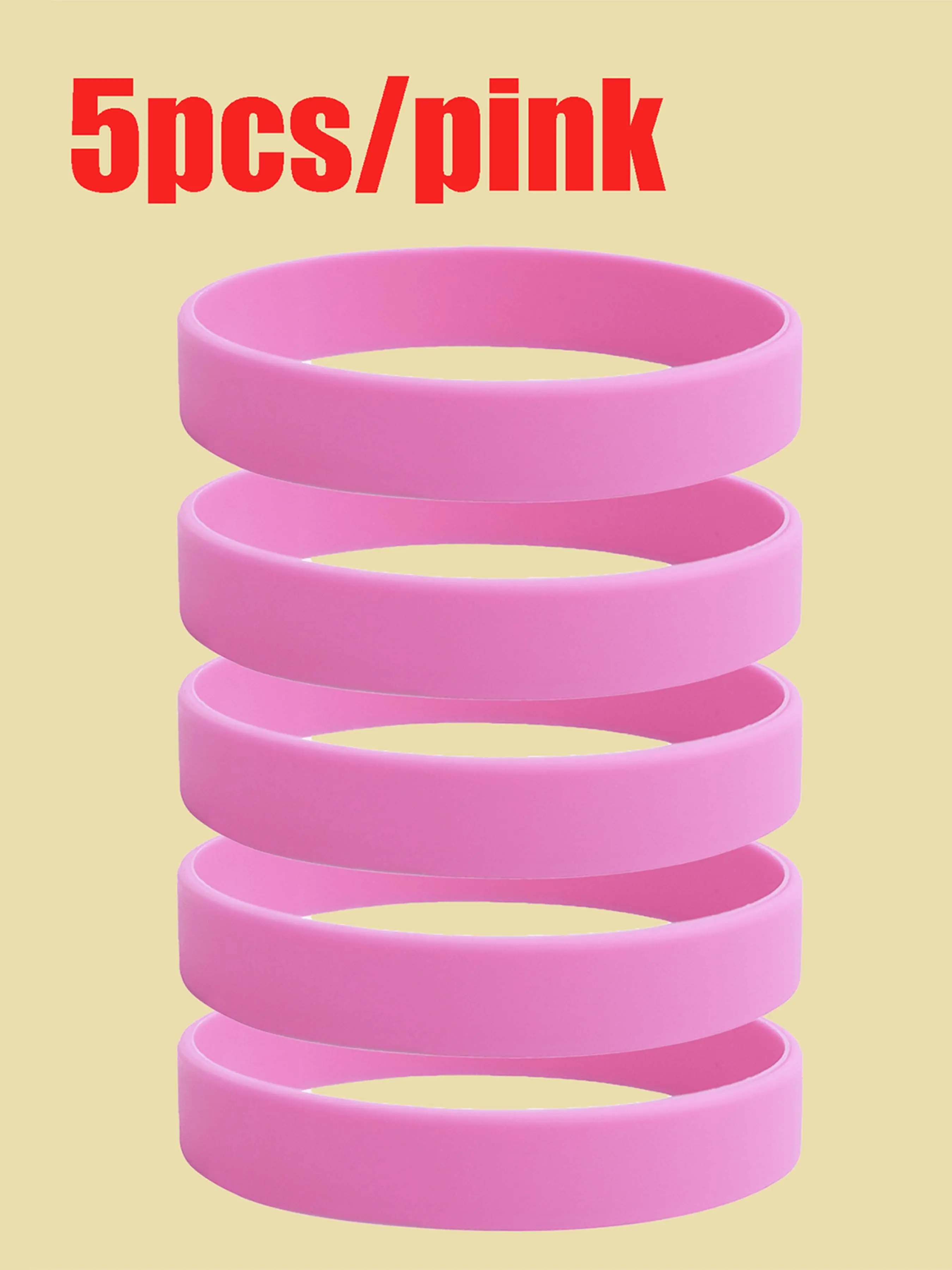 5 Pcs Multicolor Silicone Wristbands, Bracelet Bundle, Casual Minimalist Style, Soft Skin-Friendly, Unisex, Daily Commute & Sports Compatible