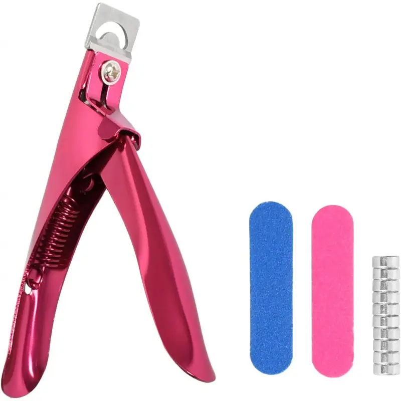 Stainless Steel Acrylic Nail Clippers Set with U-Shape Tip Cutter, Magnetic Nail Art Tools and Double-Sided Nail Files for Home and Salon Use