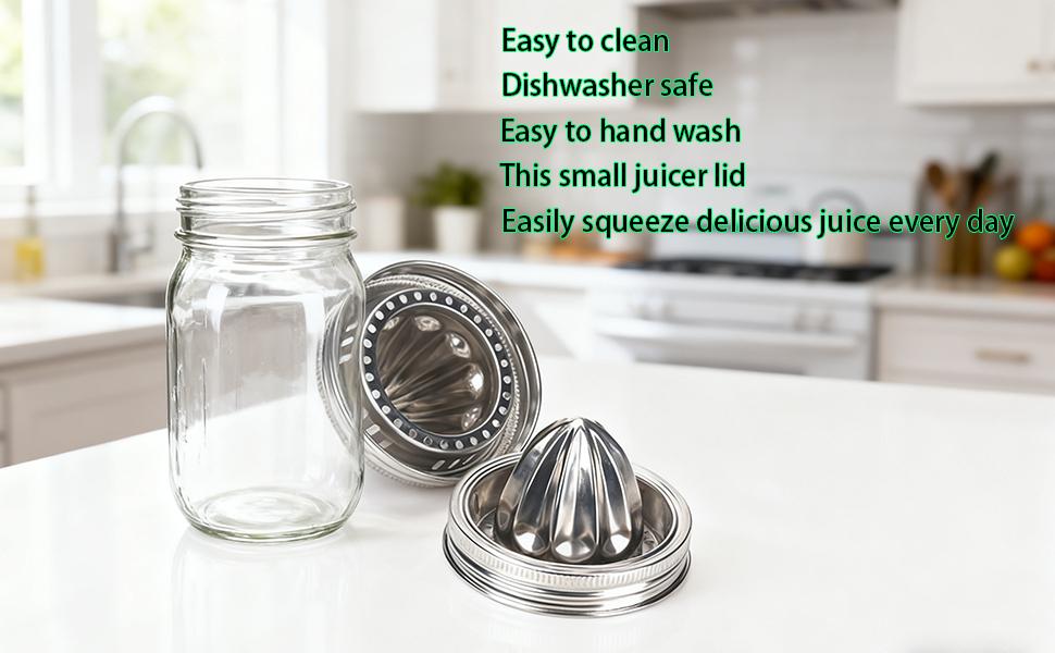 2-Pack Stainless Steel Mason Jar Juicer Lids, Manual Citrus Reamer for Wide Mouth Mason Jars, Lemon Juicer Attachment