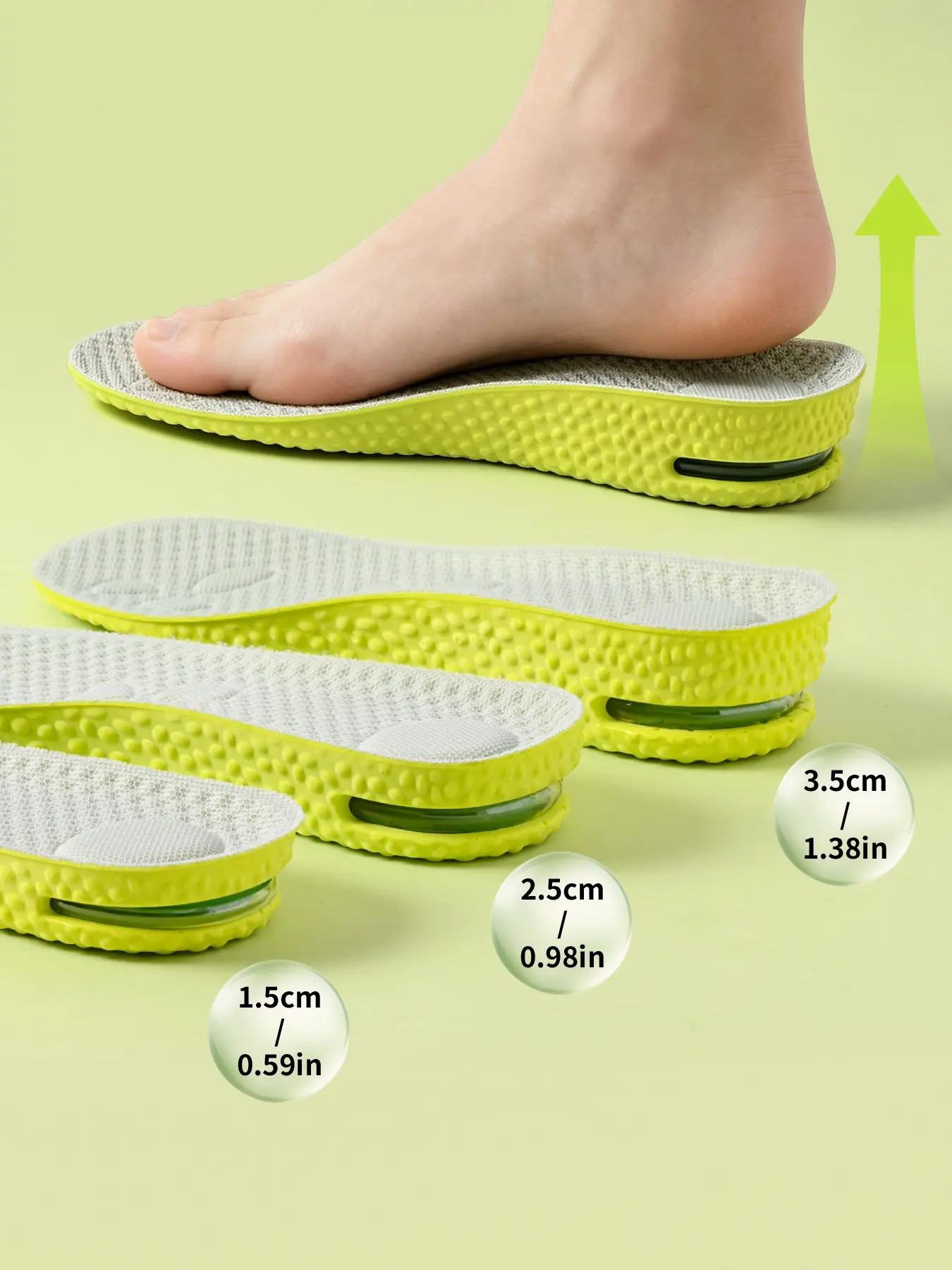 1 Pair Height Increase Shoe Insoles, Air Cushion Elastic Latex Insoles, Shock Absorption Comfortable Height Boost Insoles, Shock Absorbing Insole