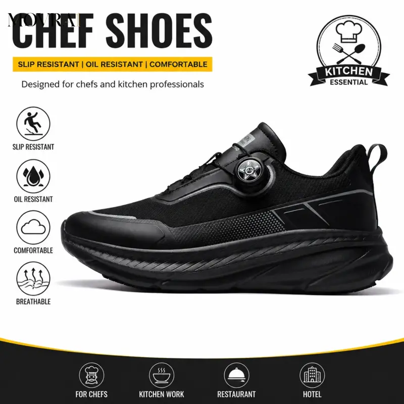 MOVRA1 Men ' s Solid Color Non - Chef Shoes , working shoes Chef shoes , Casual Comfortable Breathable Waterproof KitchenShoes , Fashionable Shoes Daily Wear ,easy to put on and take off , no need straps , wide toes , suitable catering workers