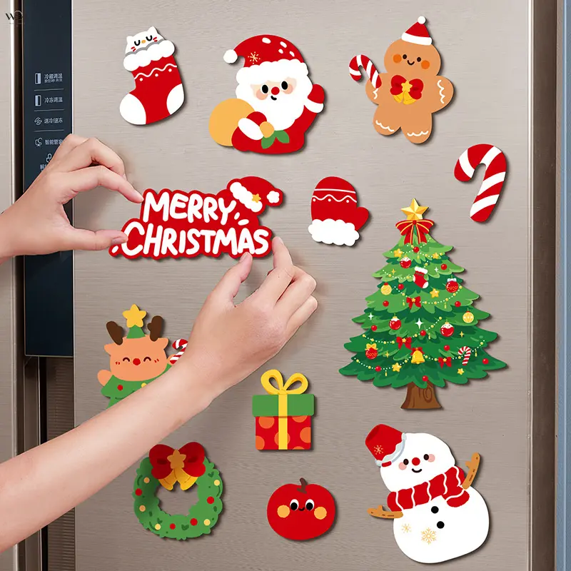 Christmas Refrigerator Magnets Set, Cute Xmas Santa Snowman Gingerbread Man Reindeer Fridge Magnet, Holiday Decorative Magnet for Kitchen Cabinet Door Party Decoration