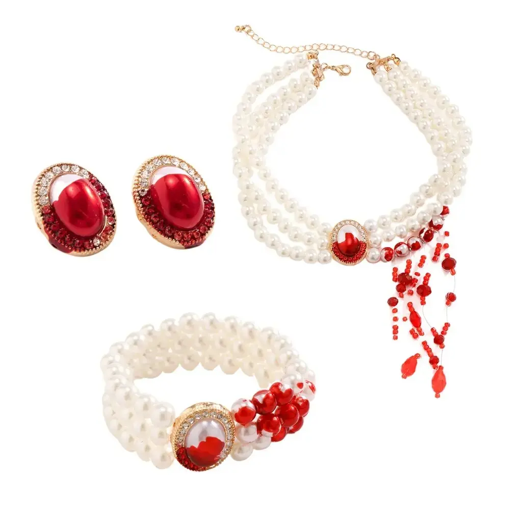 Gothic Party Necklace Earring Bracelets Blood Drop