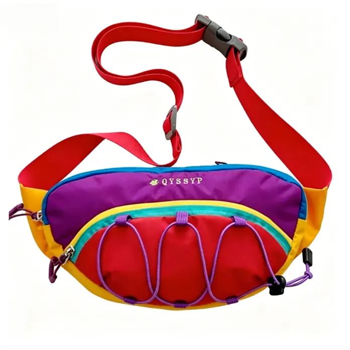 Unisex Rainbow Colorblock Fanny Pack, Convertible Crossbody Sling Bag in Water-Resistant Oxford, Compact Outdoor Gear for Travel & Hiking, Gym Workouts, Cloth, Quick Release, Shoulder Strap, Street, Metal Zipper, Bum Bags, Casual Belt Bag