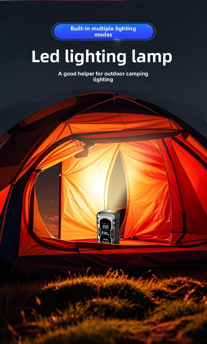 2-in-1 Portable Car Jump Starter & Tire Inflator with Emergency Light & Power Bank