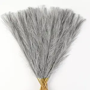 Silver Pampas Grass Decor, 30 Pcs 17" Faux Pampas Grass Short Decor, Pompas Grass Flower Arrangement and Vase Filler for Boho Home Wedding Decoration