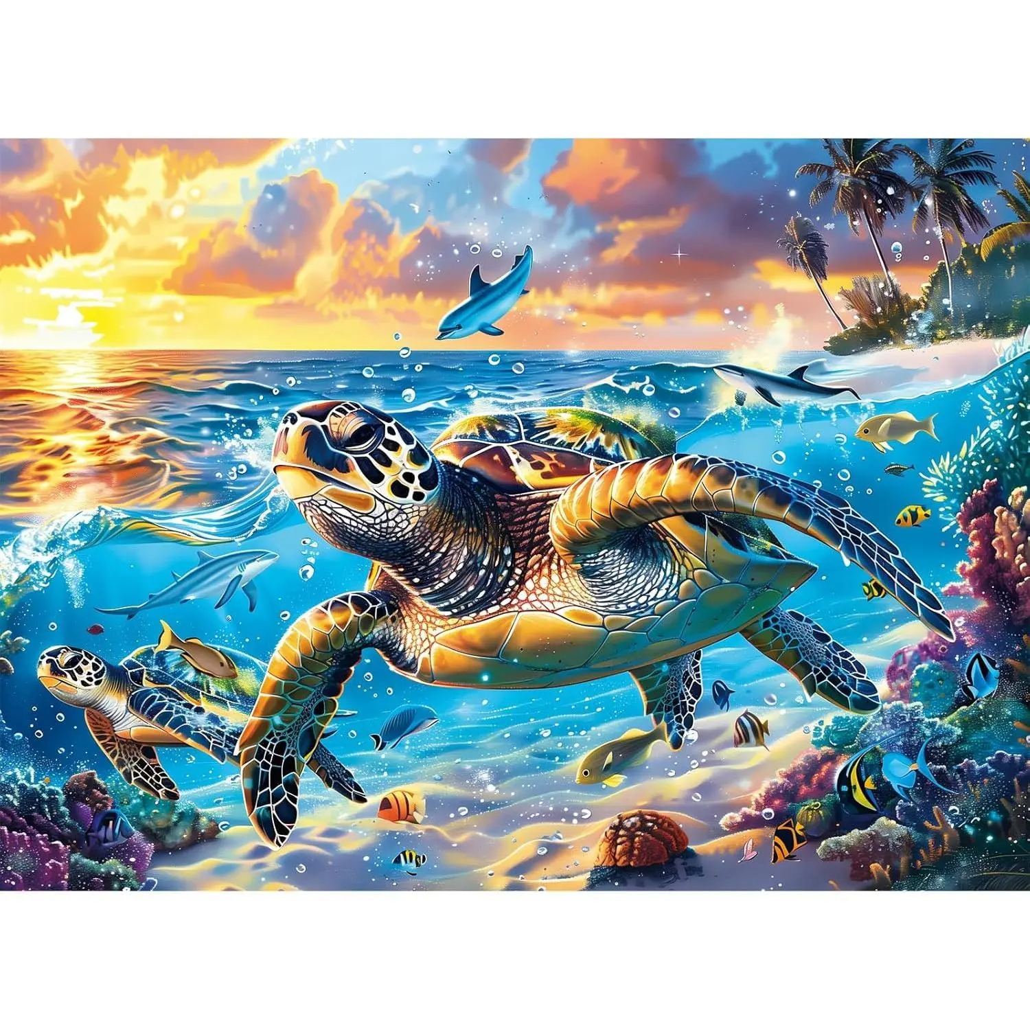 500 Piece Puzzle for Adults-Sea Turtle Puzzle| Recycled Cardboard Jigsaw Puzzles 500 Pieces | Challenging Family Activity Great Gift Idea for Family Friends | Difficult Puzzles Size 20.5X 15 inches