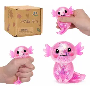 Axolotl Squishy Toy, Soft Stretchy Sensory Fidget Toy, Cute Long Tail Axolotl Stress Relief Squeeze Toy for Kids and Adults, Desk Toy Gift(Pink)