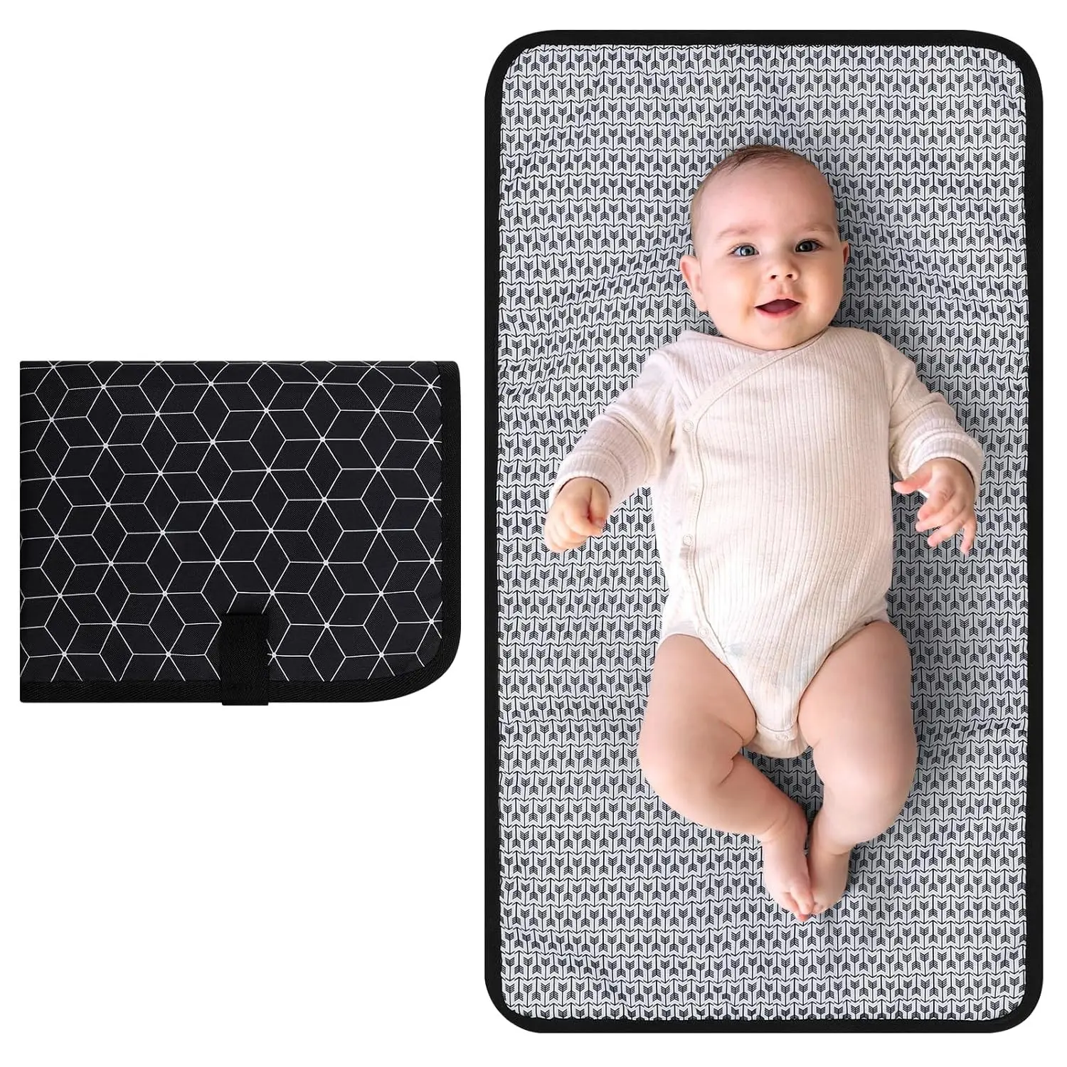 Portable Waterproof Baby Changing Pad, Foldable Travel Diaper Changing Mat, Black(Gift)