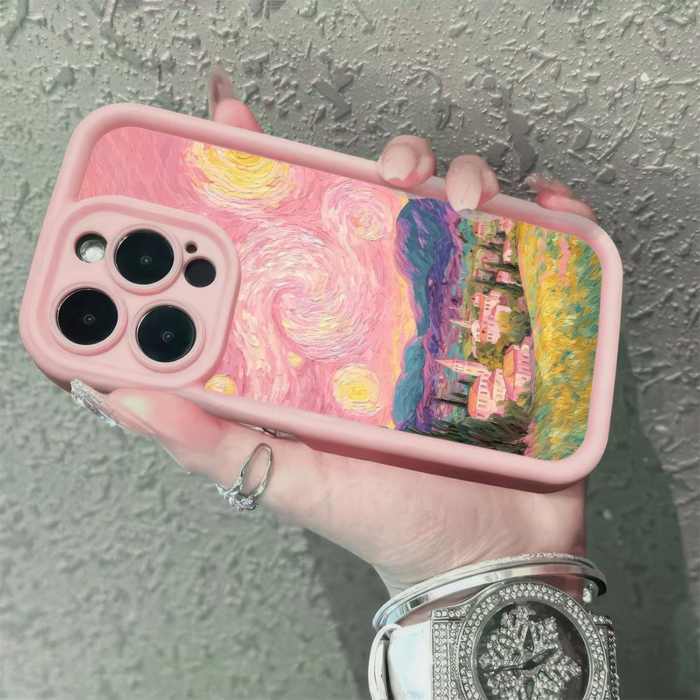 Phone Case - Charming Pink Starry Night Design, Perfect Pink Textured Phone Cover Compatible with for Apple Smartphones Including  iPhone 17 E Air Pro ProMax iPhone16 15 14 Plus 13 12 Mini 11 X XS XR