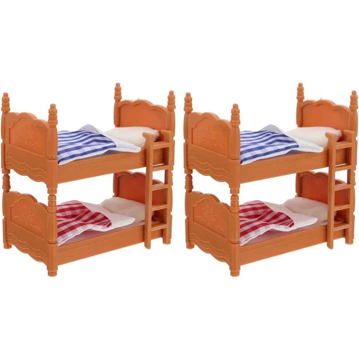 2Pcs Dollhouse Bunk Bed 4in Mini Bunkbed Furniture Dollhouse Bed with Ladder PVC Miniature Doll House Decorative Accessories for Mini Landscape DIY Kit