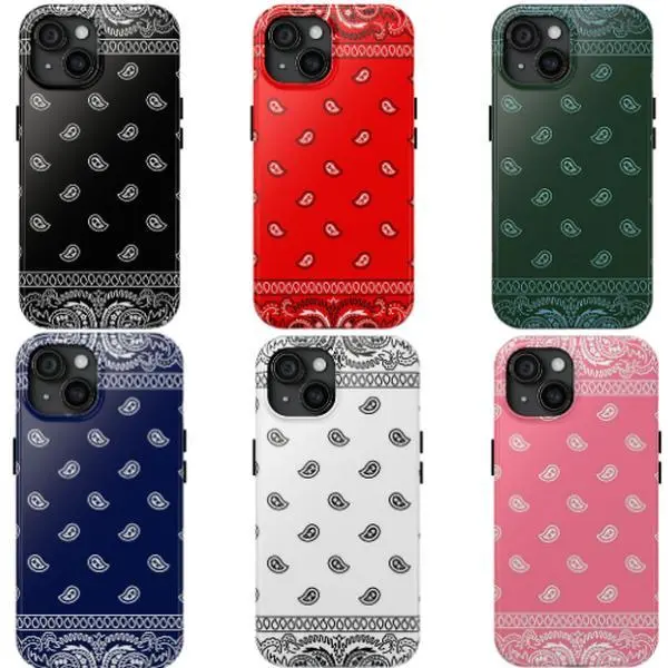 Printed Bandana Combo Silicone TPU-Polycarbonate Dual Layer Phone Case - Durable Handheld Protector, Shockproof Casing for iPhone 11-17 Pro Max/16 Plus, Samsung Galaxy S23-25 Devices, Cute Phone Accessories with Precise Cutouts