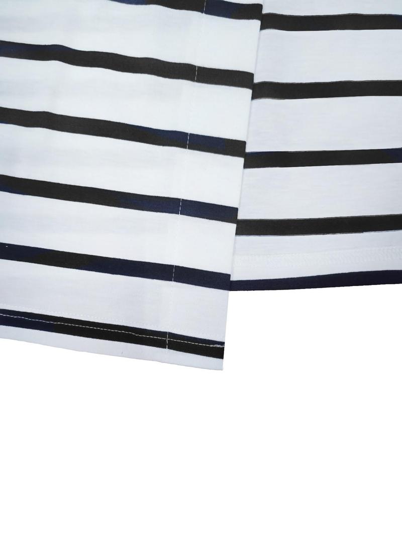 Women's Striped Print Crop Top & Split Thigh Button Skirt Two-piece Set, Striped Sets, Casual Long Sleeve Round Neck Top & High Waist Skirt for Daily Wear, Ladies Clothes for All Seasons, Fall outfit