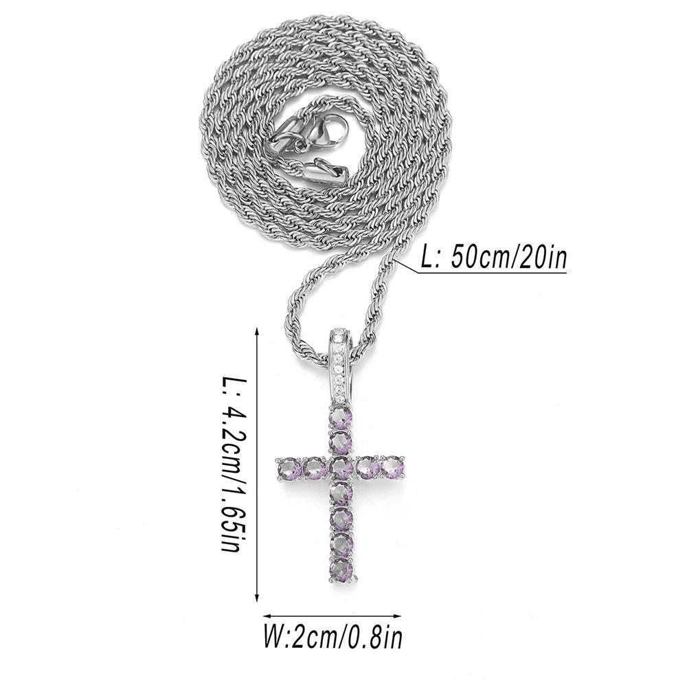 Men's And Women's Diamond Zircon Cross Necklaces, Hip-hop Religious Style Pendants, Multi-color Fashion Accessories