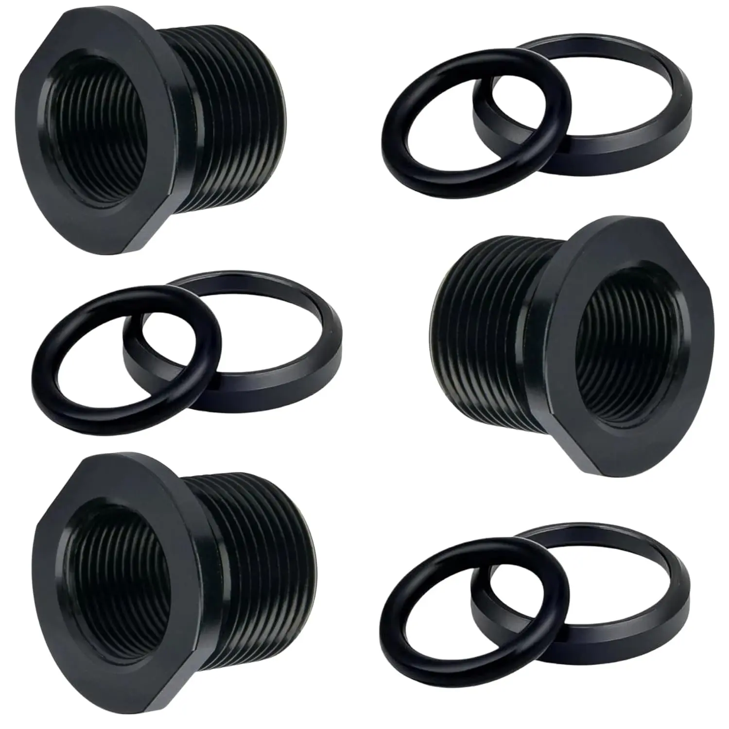 Thread Protector, 1/2 x 28 to 5/8x24, Black 3 Pcs | Thread Protector, 1/2 x 28 Convert to 5/8x24 with Crush Washer Steel, (Black)