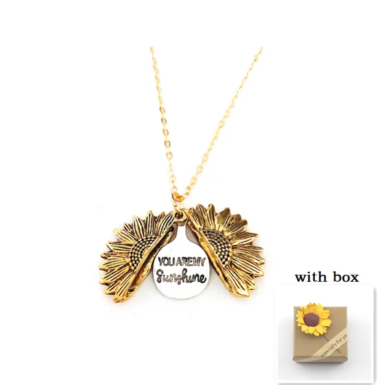 Openable Sunflower Locket Necklace, Alloy Vintage Gold-Silver Retro Dainty Costume Jewelry for Daily Wear, Dating, Anniversary Gifts