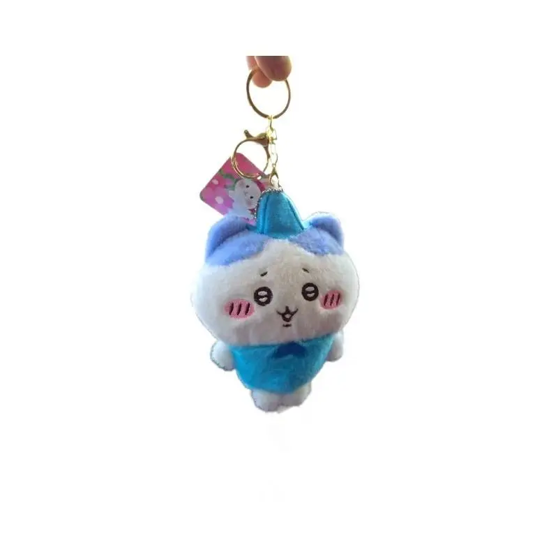 Chiikawa Plush Keychain Cute Chii Hachiware Usagi Cartoon Fluffy Doll Pendant Gold Spring Clasp Car Backpack Bag Charm For Girls