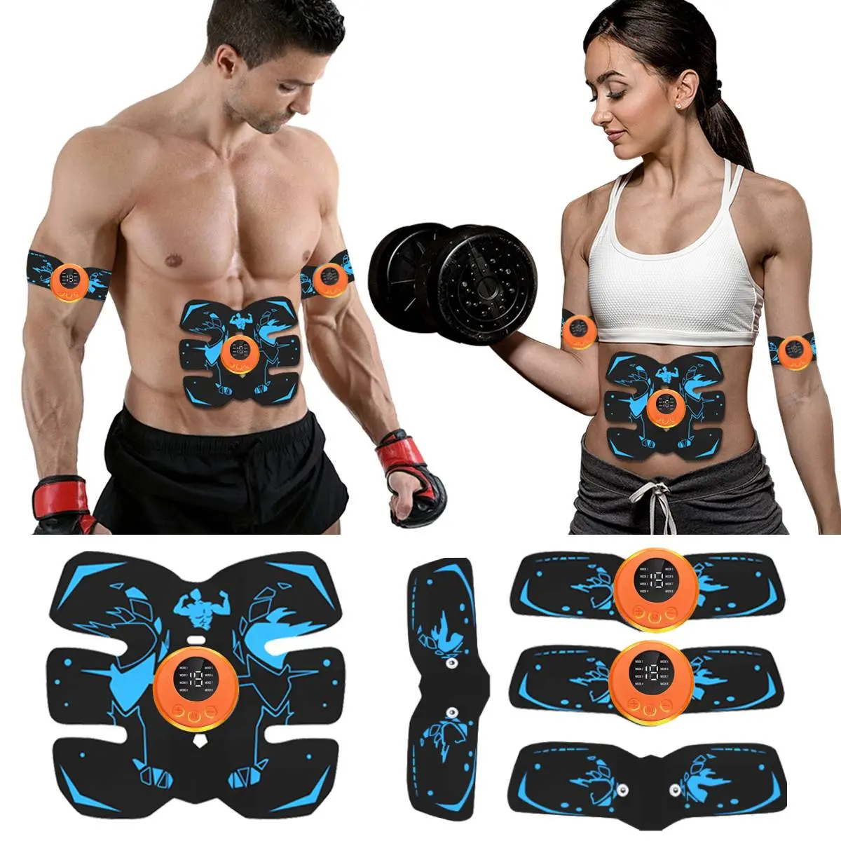 Abs Muscle Electric Stimulation Trainer, Smart Fitness System for Core Training, Rechargeable Home Use, Suitable for Men and Women