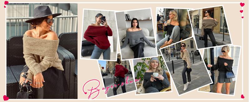 Saodimallsu Womens Off The Shoulder Sweaters Oversized Long Sleeve Loose Ribbed Knit Fall Trendy Pullover Tops Knitwear Womenswear